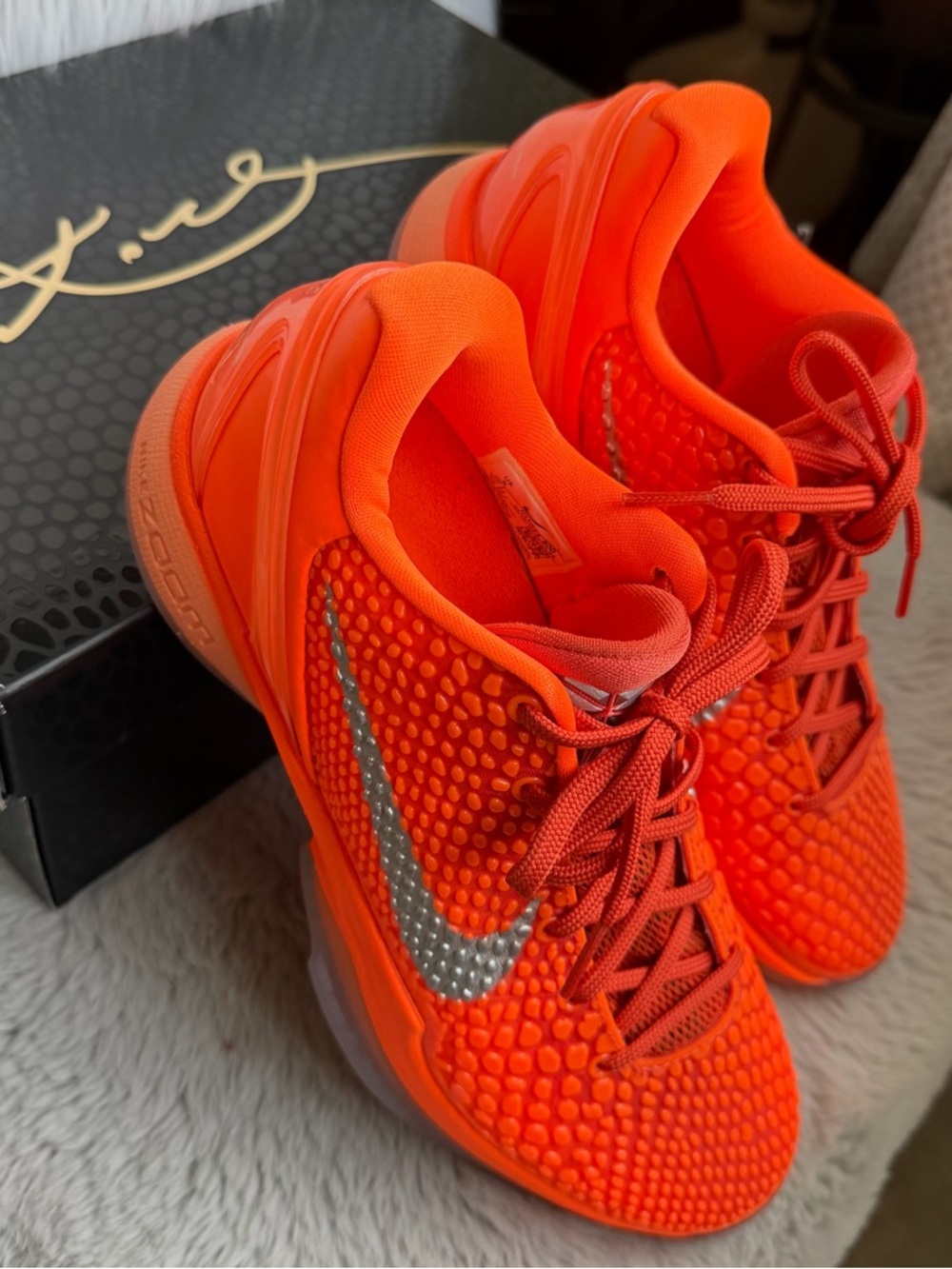 Nike Kobe VI (6) Protro Total Orange Basketball Shoes with Silver Swoosh Size 8